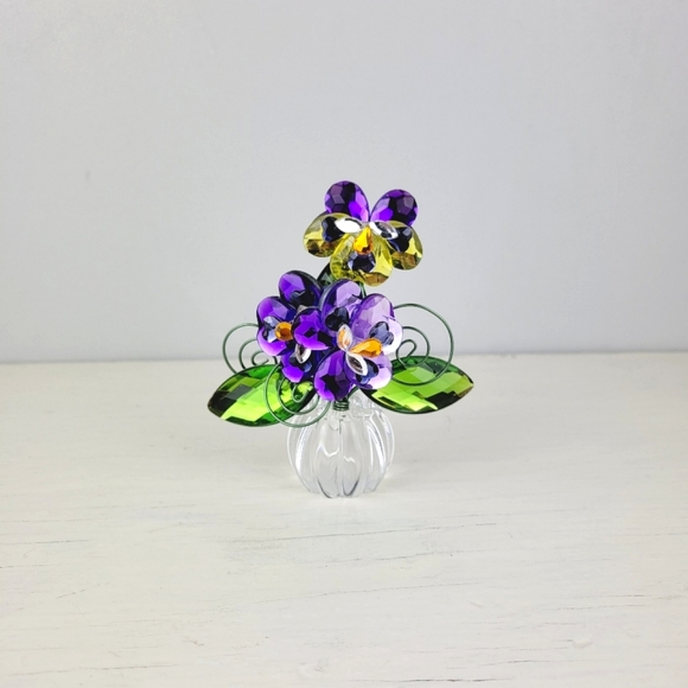Ganz Pansy Posy 4" Acrylic Multicolored Display Collectible Crystal Expressions